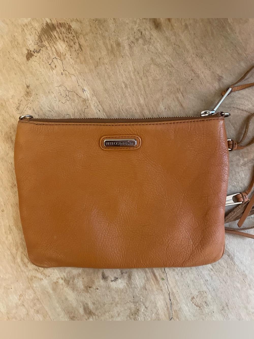 Rebecca Minkoff Leather Brown Hand Purse / Crossbody Bag w/3 Zipper Back Pockets